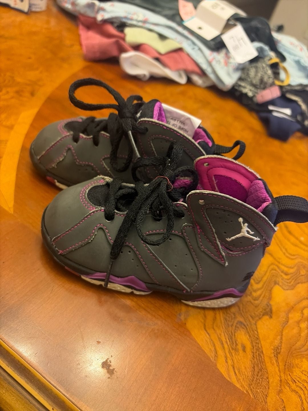Jordan 7 Retro TD Fuchsia Flash Dark Grey Toddler Sneakers size 7c 2
