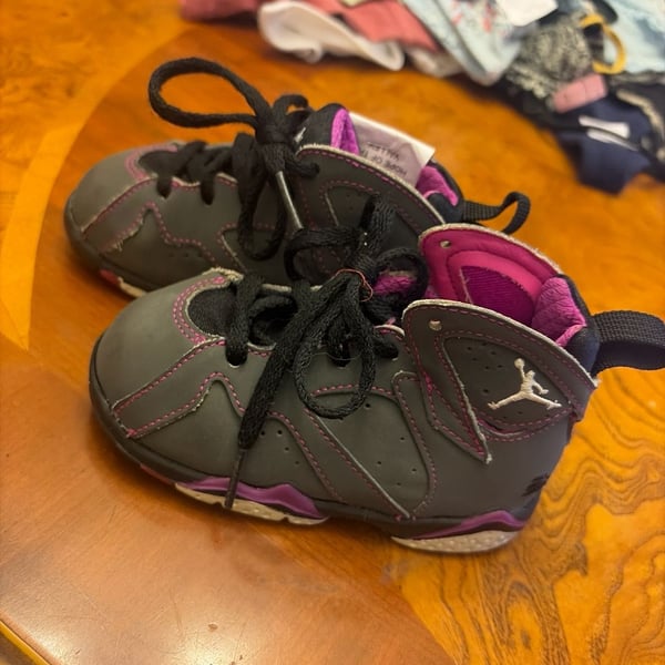 Jordan 7 Retro TD Fuchsia Flash Dark Grey Toddler Sneakers size 7c