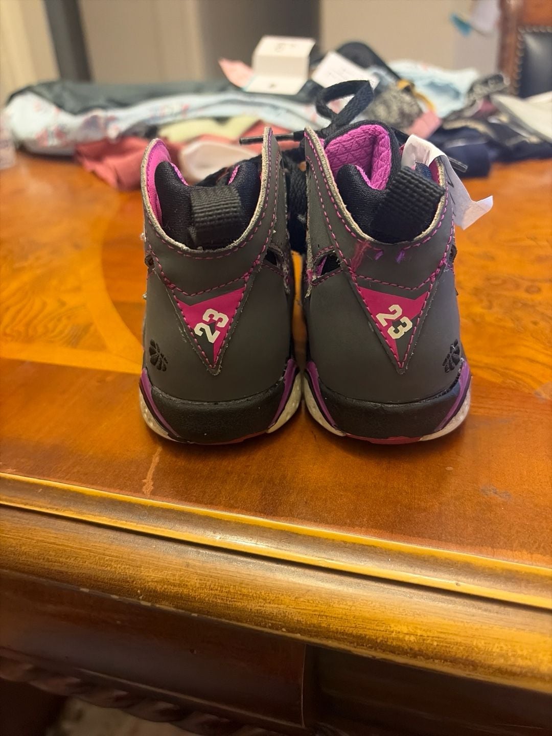 Jordan 7 Retro TD Fuchsia Flash Dark Grey Toddler Sneakers size 7c 4