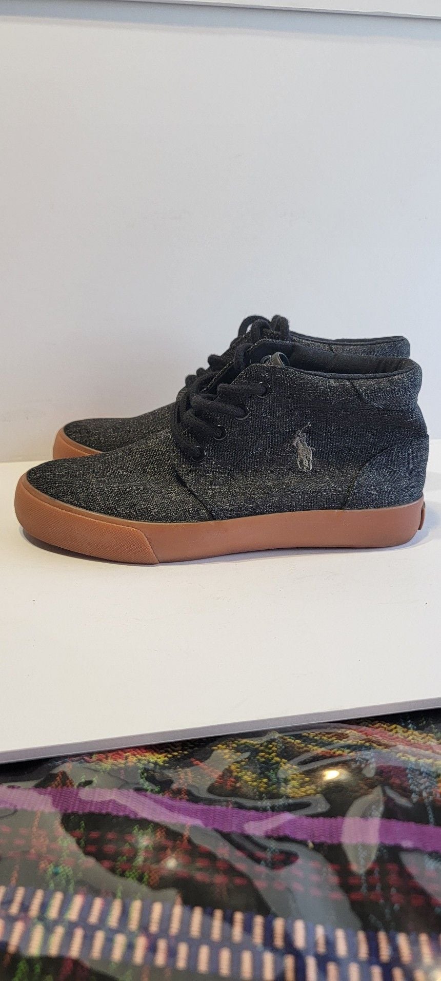 Polo Ralph Lauren Faxon Mid Black Canvas Gum Sole Sneakers 2