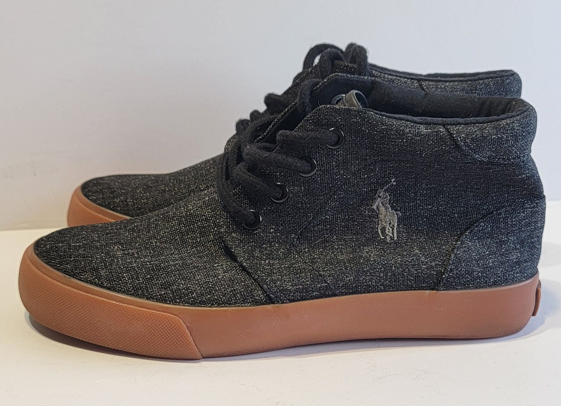 Polo Ralph Lauren Faxon Mid Black Canvas Gum Sole Sneakers 3