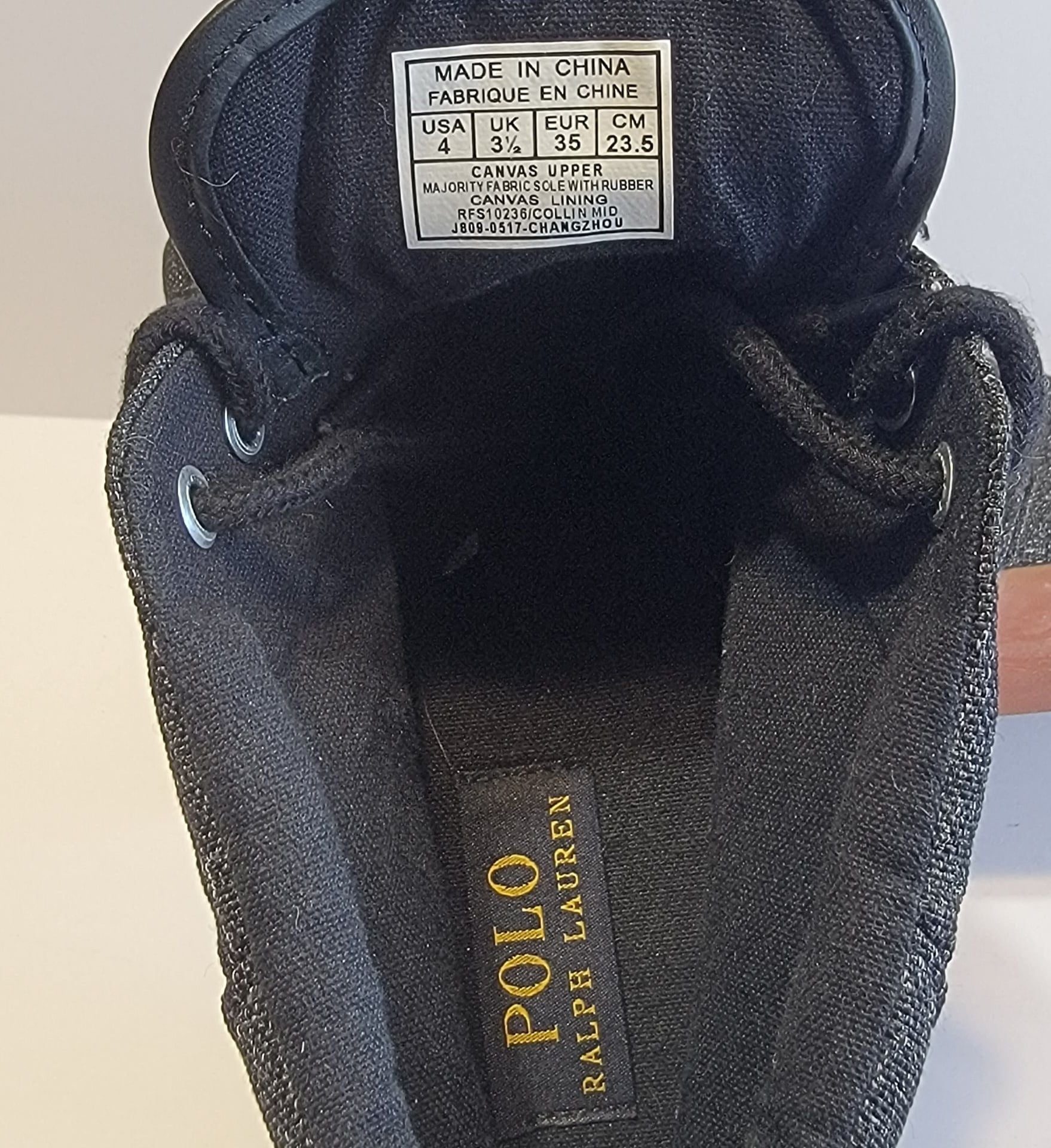 Polo Ralph Lauren Faxon Mid Black Canvas Gum Sole Sneakers 5