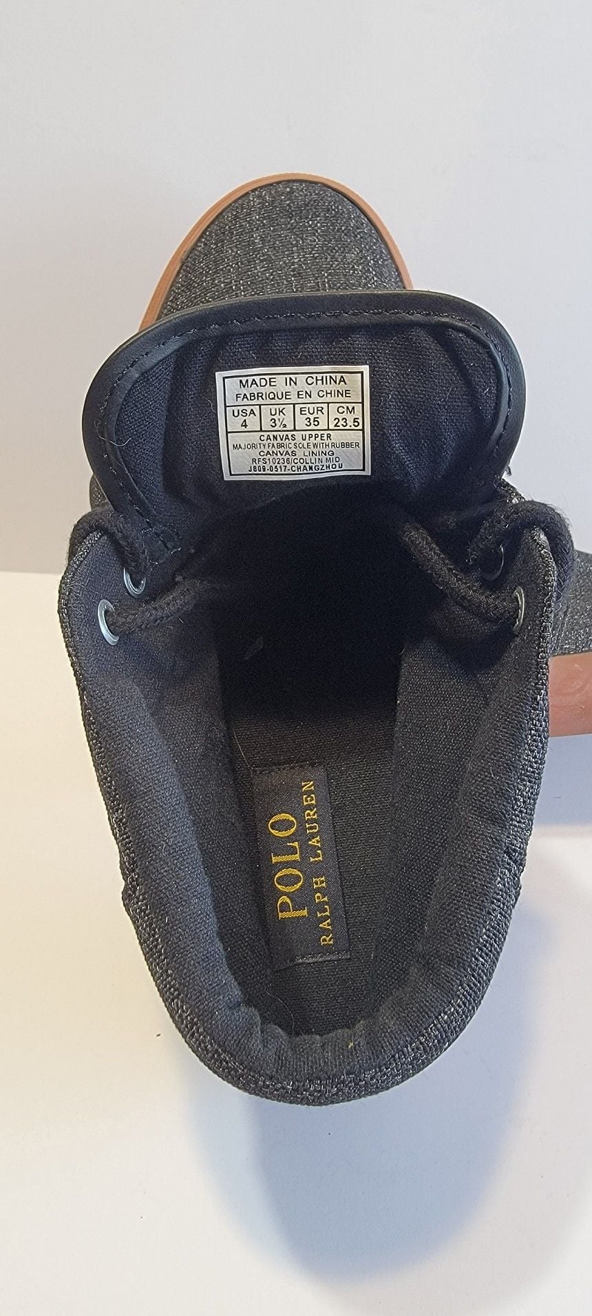 Polo Ralph Lauren Faxon Mid Black Canvas Gum Sole Sneakers 6