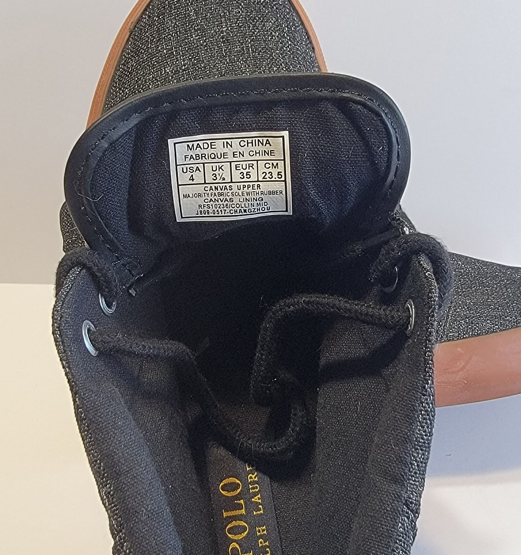 Polo Ralph Lauren Faxon Mid Black Canvas Gum Sole Sneakers 7