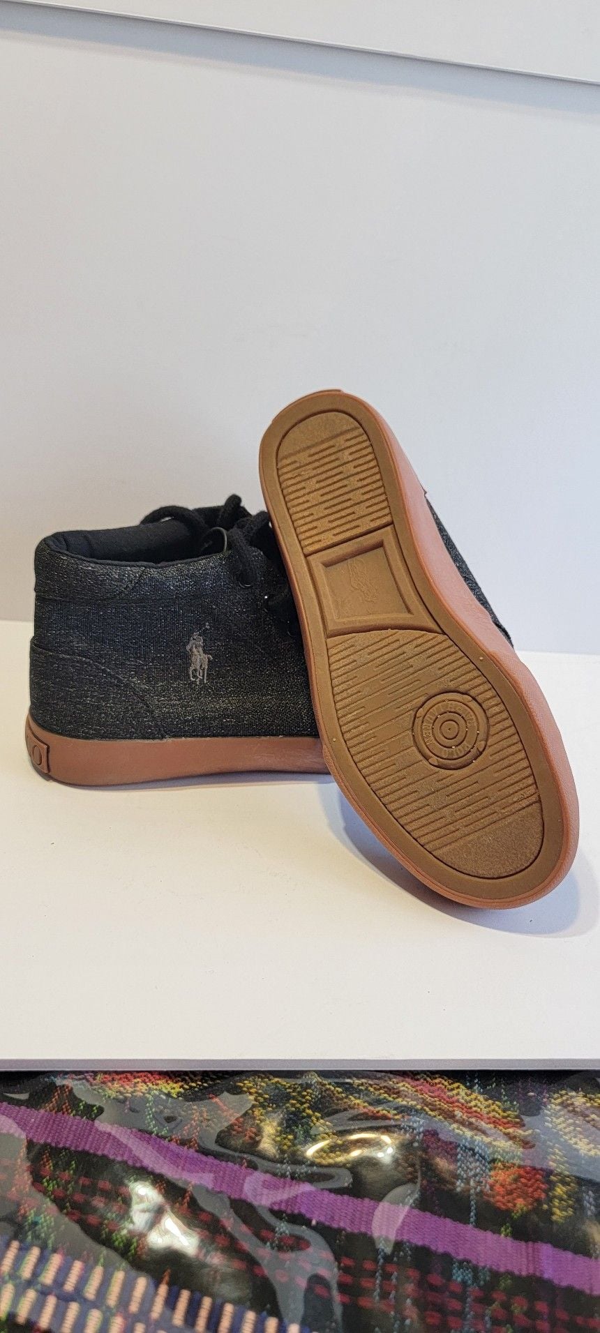 Polo Ralph Lauren Faxon Mid Black Canvas Gum Sole Sneakers 8