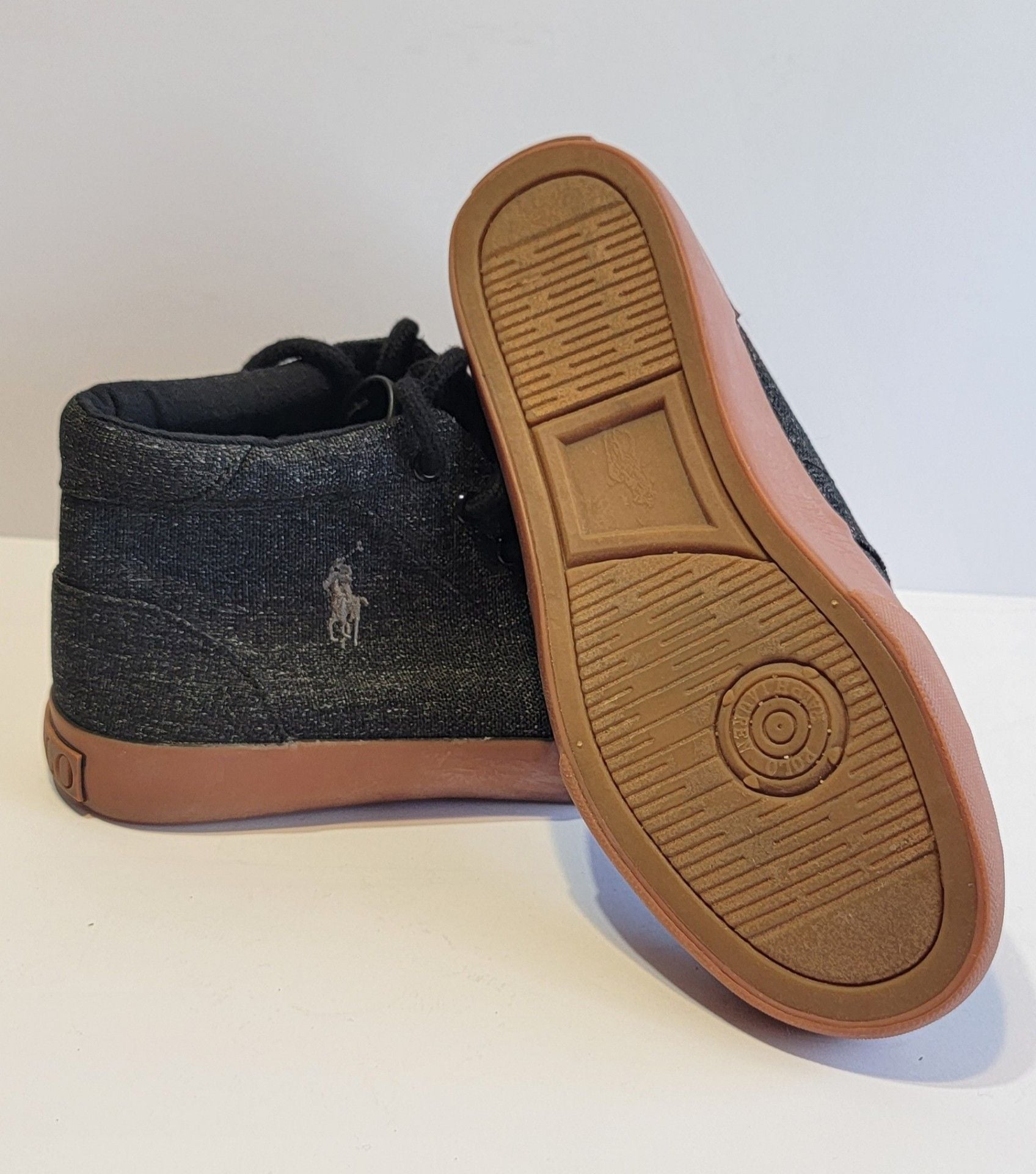 Polo Ralph Lauren Faxon Mid Black Canvas Gum Sole Sneakers 9