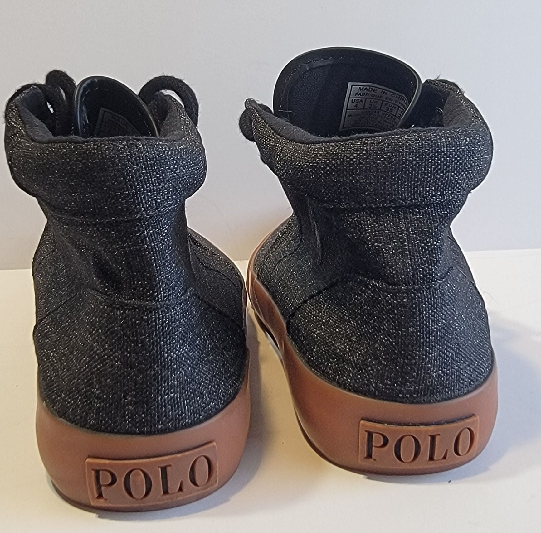 Polo Ralph Lauren Faxon Mid Black Canvas Gum Sole Sneakers 11