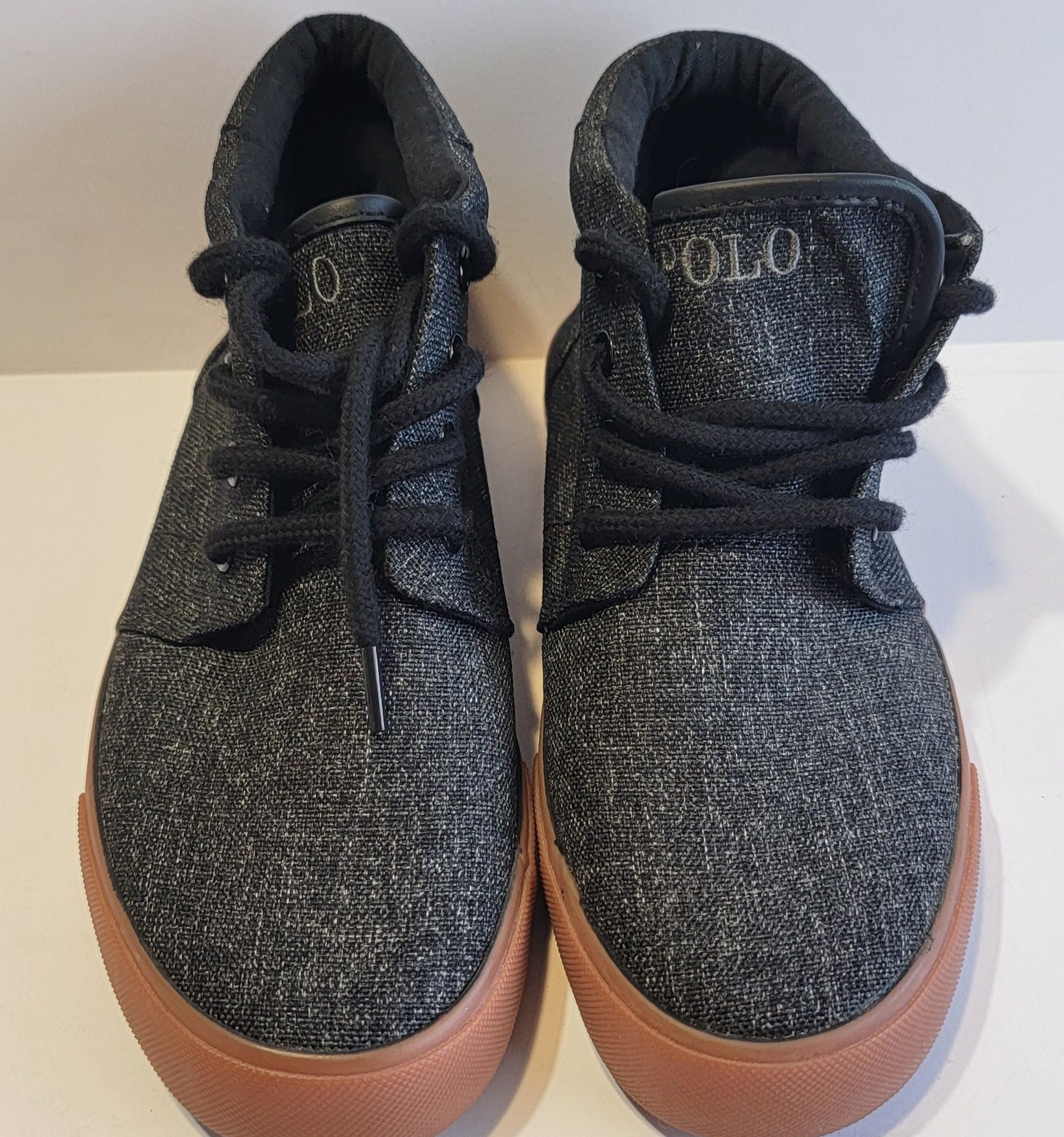 Polo Ralph Lauren Faxon Mid Black Canvas Gum Sole Sneakers 13