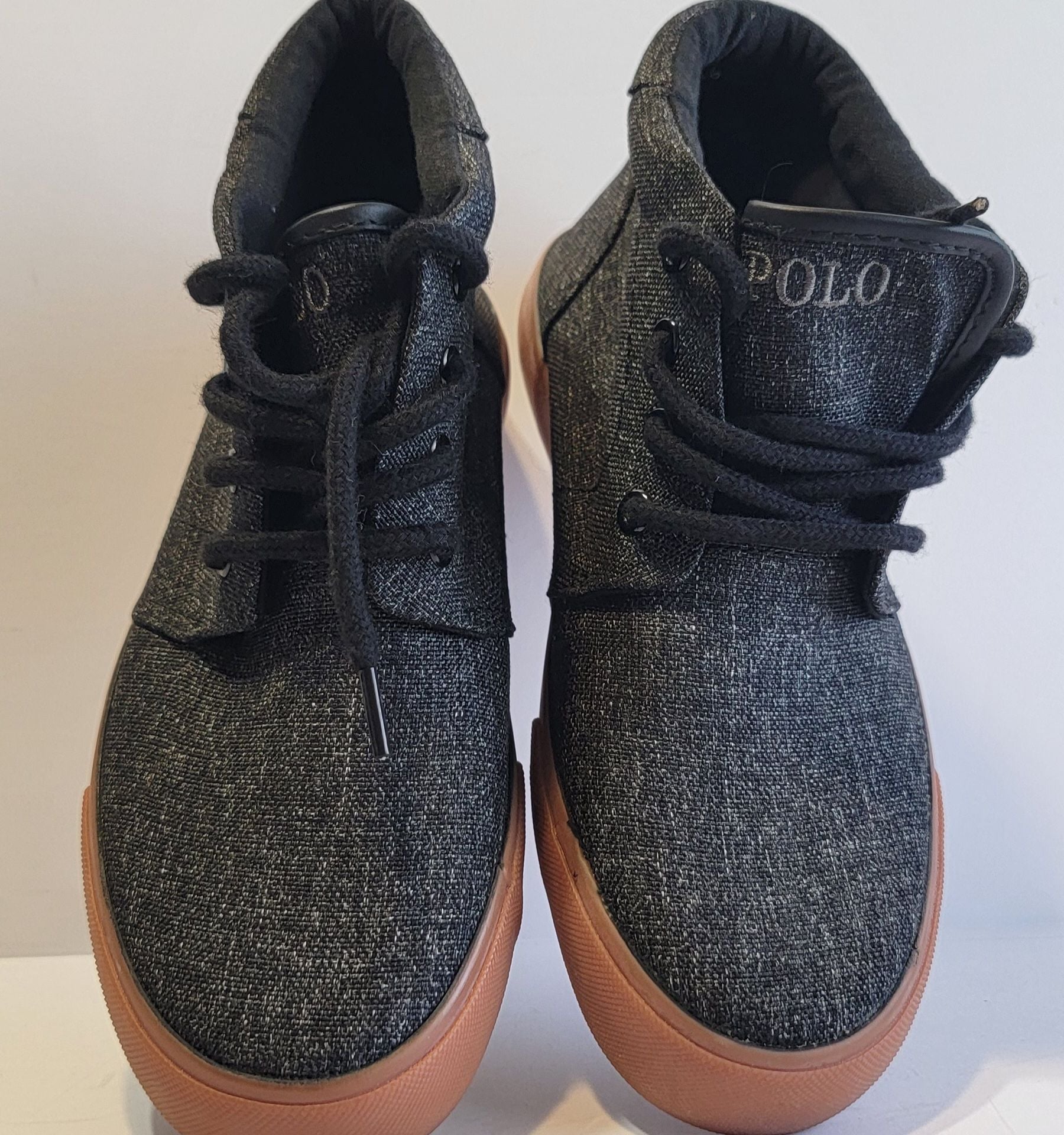 Polo Ralph Lauren Faxon Mid Black Canvas Gum Sole Sneakers 14