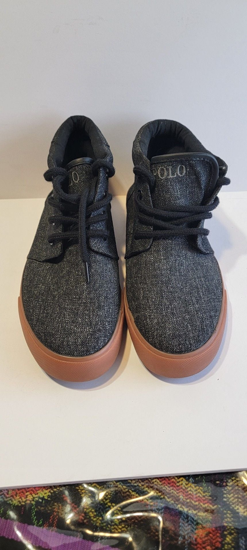 Polo Ralph Lauren Faxon Mid Black Canvas Gum Sole Sneakers 15