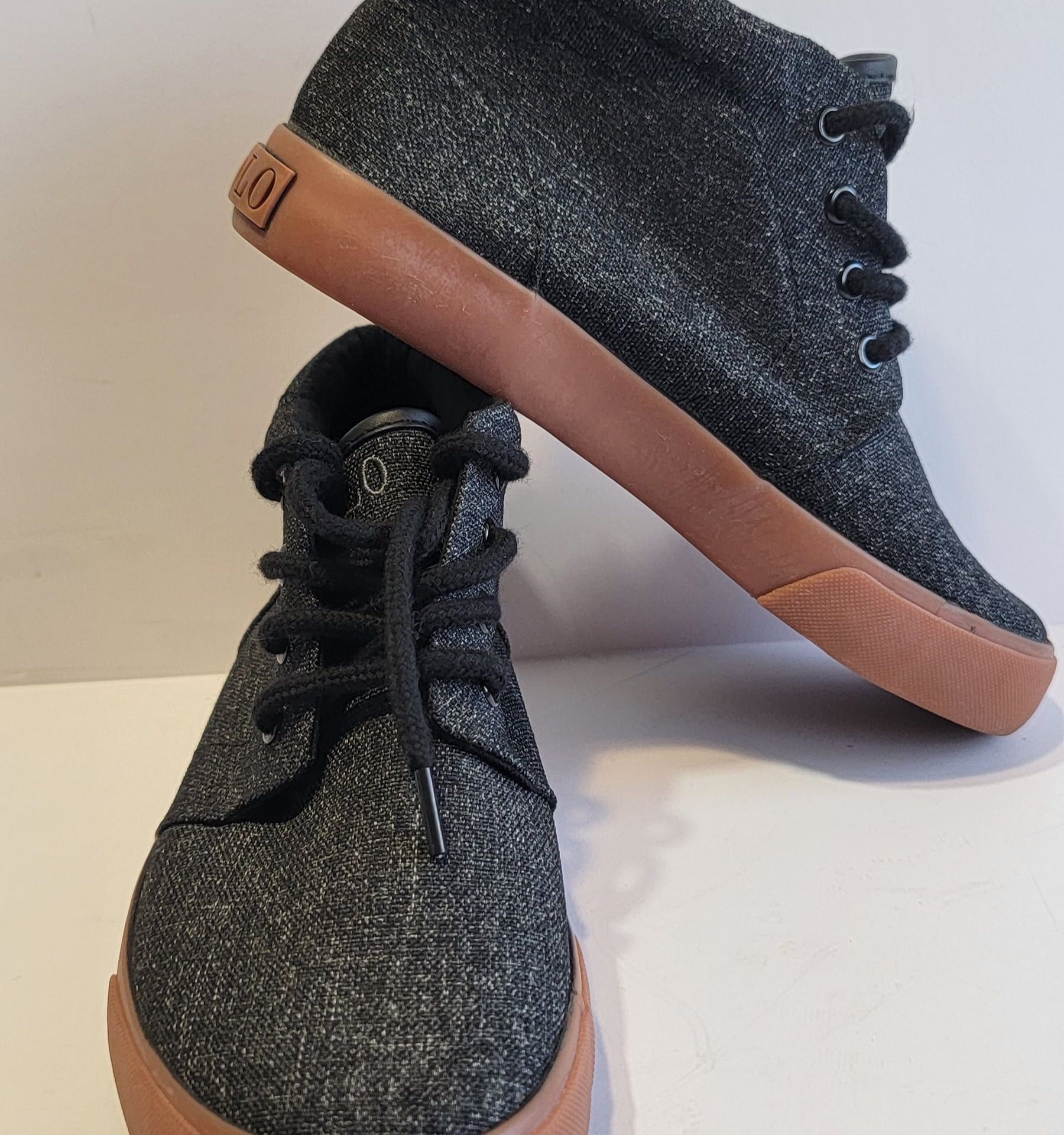 Polo Ralph Lauren Faxon Mid Black Canvas Gum Sole Sneakers 16