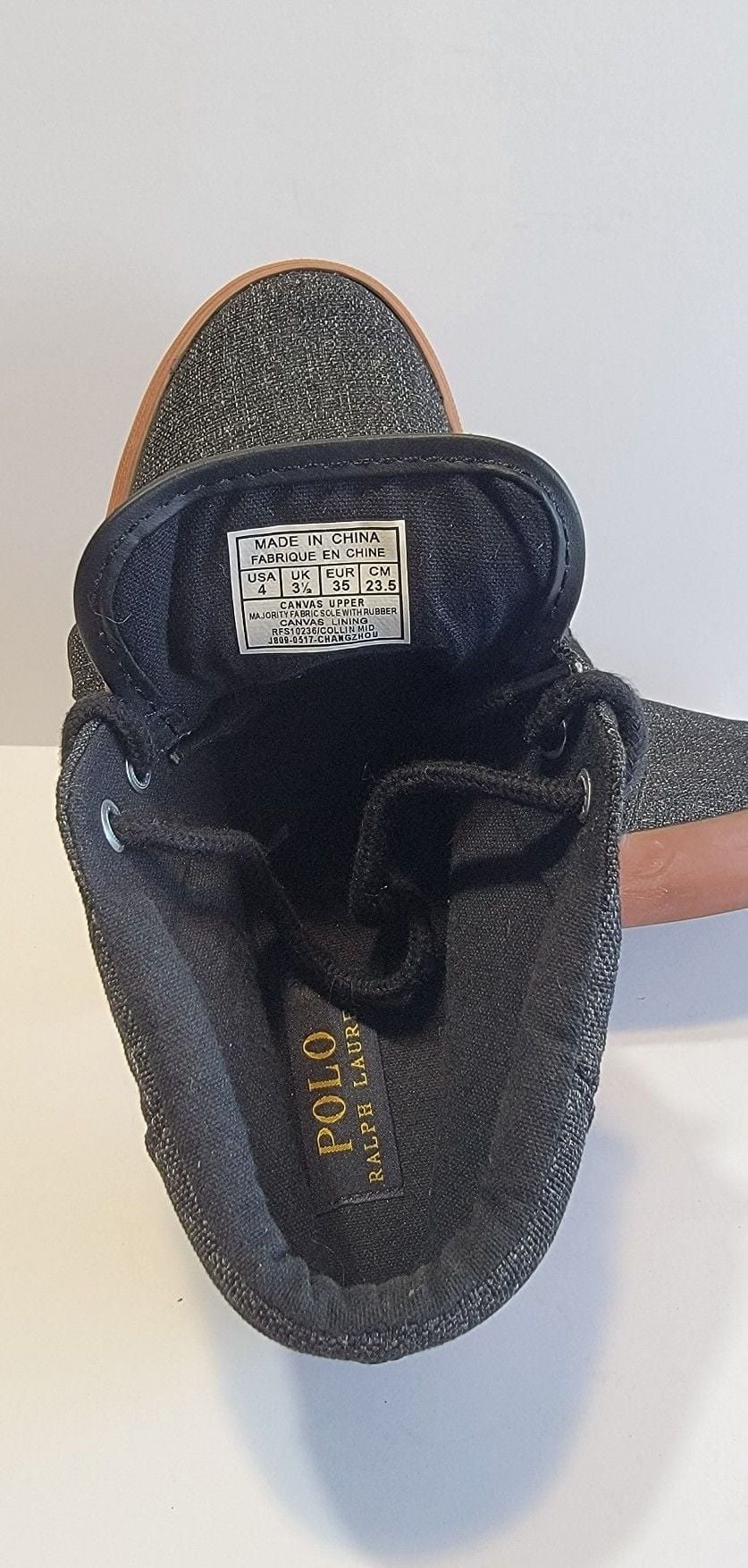 Polo Ralph Lauren Faxon Mid Black Canvas Gum Sole Sneakers 4