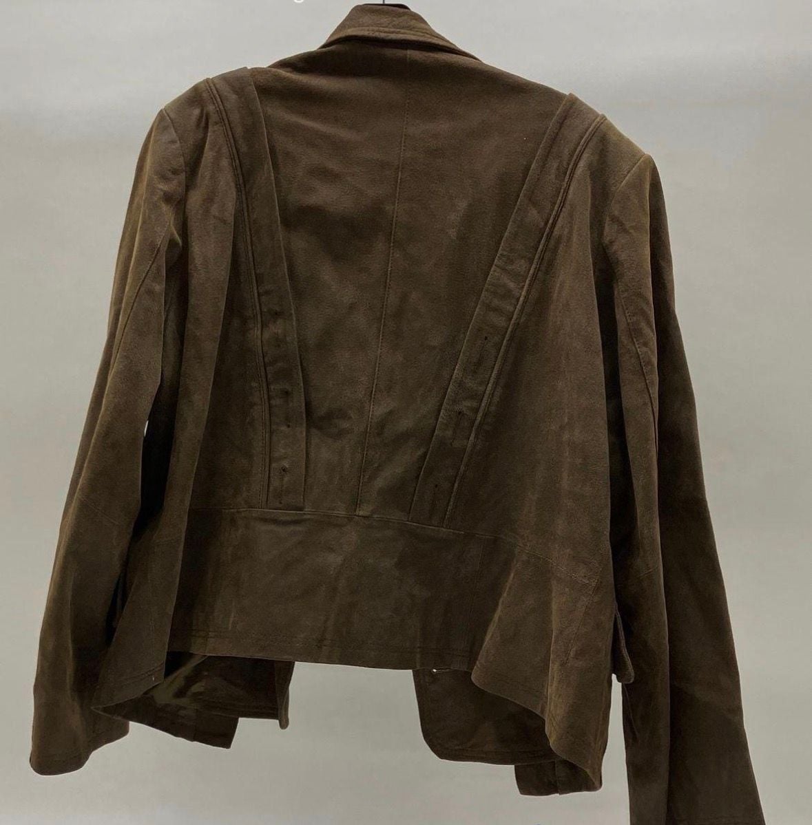 Pamela McCoy Collections Brown Genuine Leather Suede Military Style Jacket Size S 5