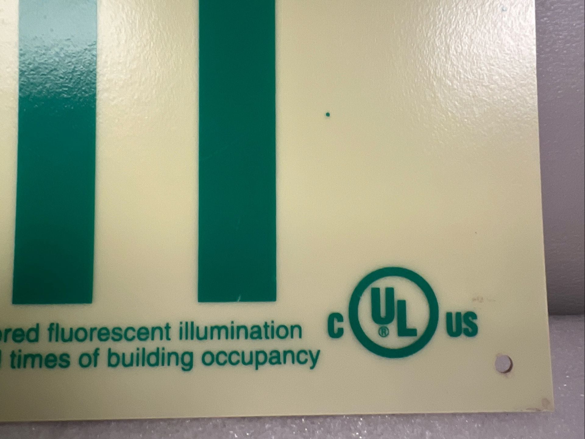 American PERMALIGHT UL924/RG Photoluminescent Green Exit Sign 50ft Viewing Distance 6