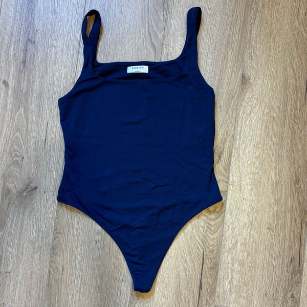 Babaton Contour Squareneck Bodysuit Navy Blue Size L