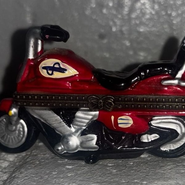 Midwest of Cannon Falls PHB Red Motorcycle Hinged Trinket Box with Goggles