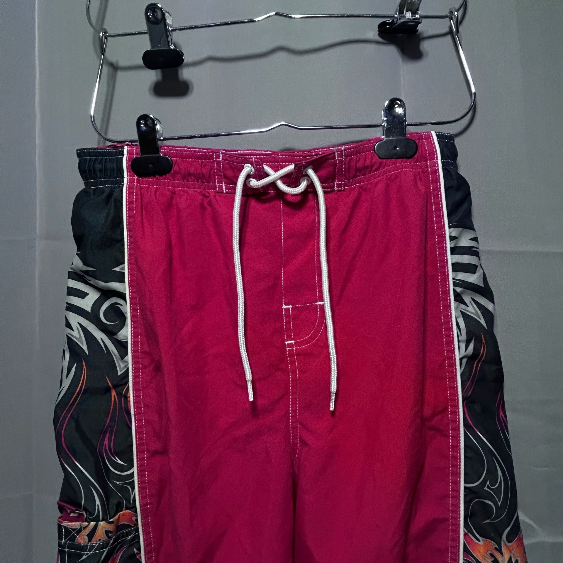 Ocean Pacific OP Red Board Shorts with Tribal Flame Side Panels 3