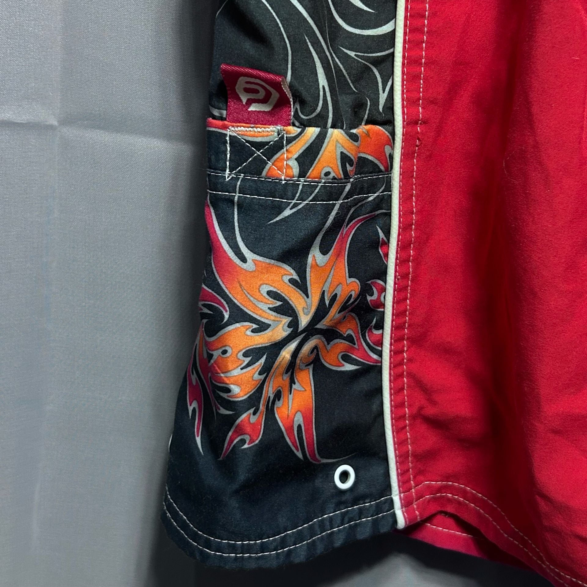 Ocean Pacific OP Red Board Shorts with Tribal Flame Side Panels 4