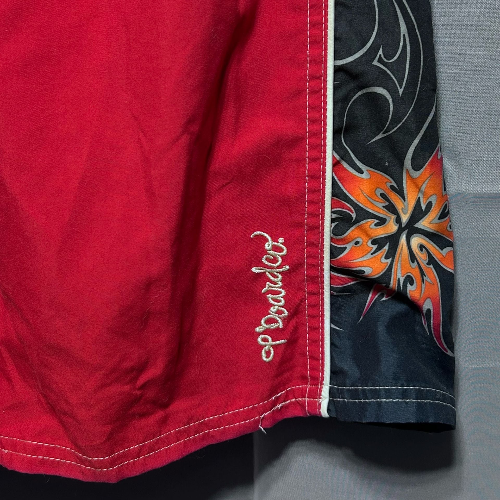 Ocean Pacific OP Red Board Shorts with Tribal Flame Side Panels 5