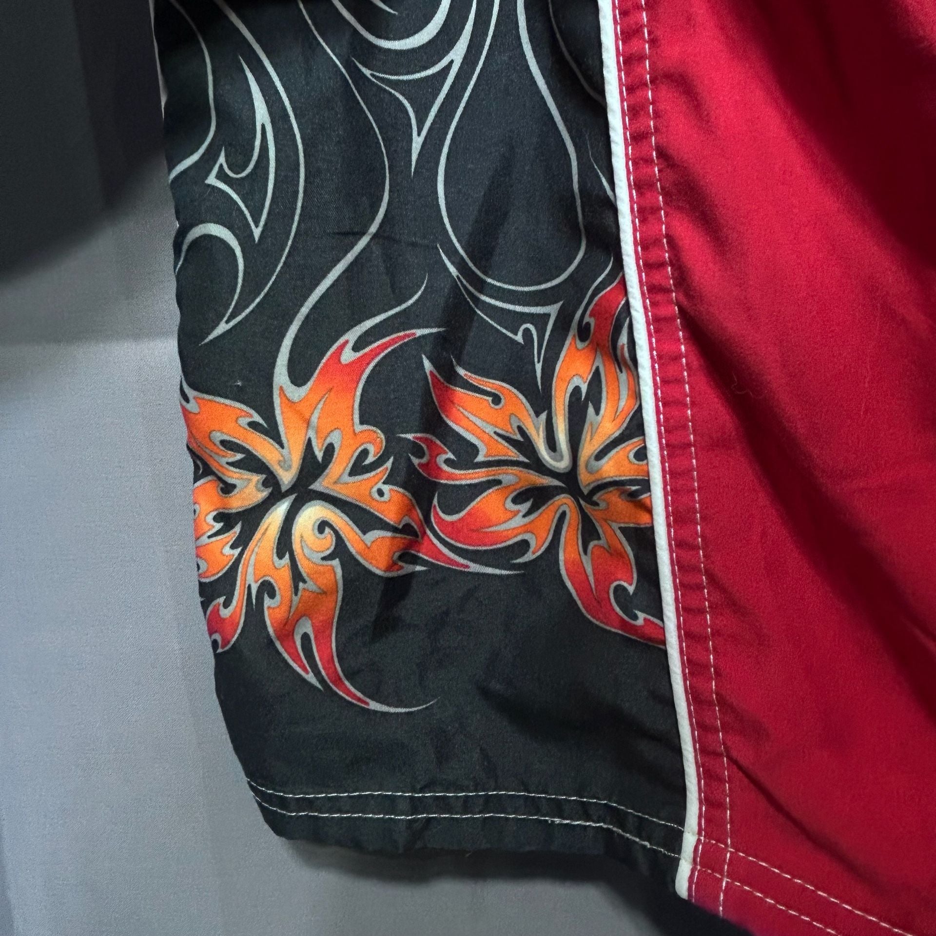 Ocean Pacific OP Red Board Shorts with Tribal Flame Side Panels 7