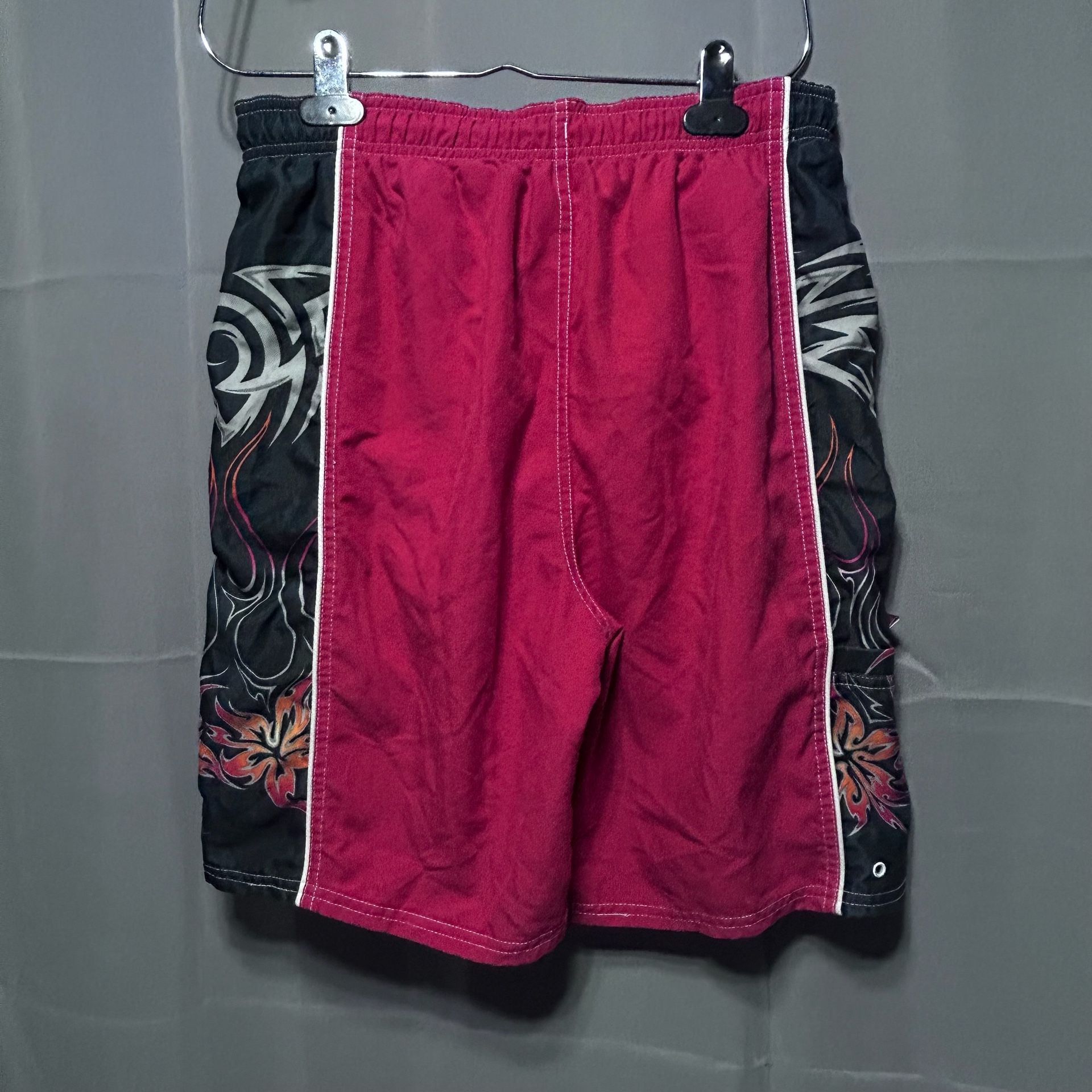 Ocean Pacific OP Red Board Shorts with Tribal Flame Side Panels 8