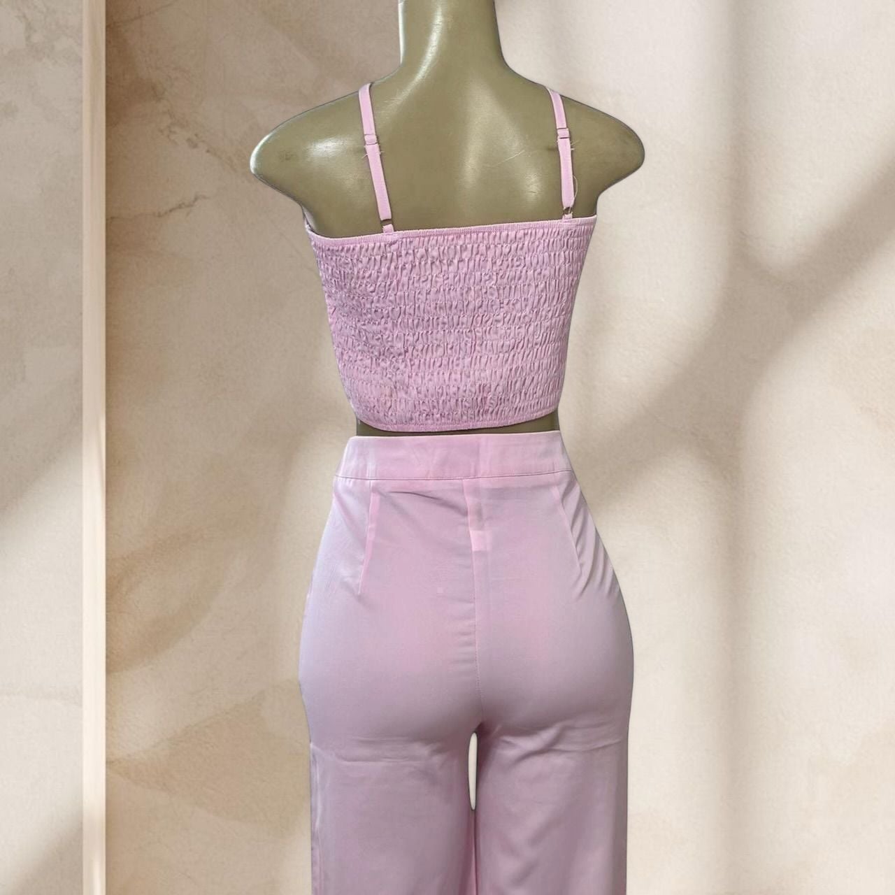 Pink Two Piece Set – Crop Top & High Waisted Pants Soft Girl Chic Outfit ✧ L 3