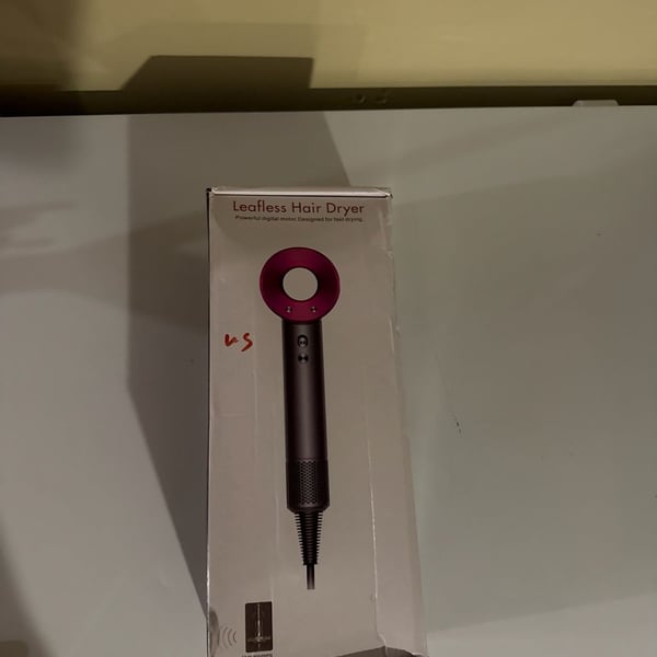 Generic Leafless High-Speed Hair Dryer with Attachments - Pink/Grey