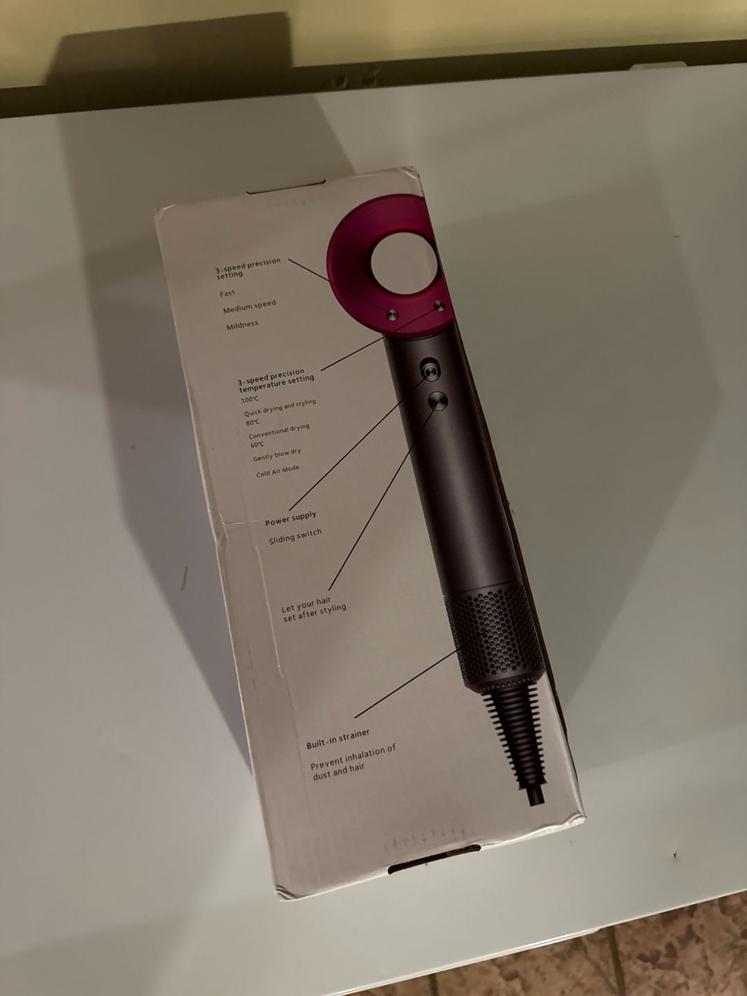 Generic Leafless High-Speed Hair Dryer with Attachments - Pink/Grey 3