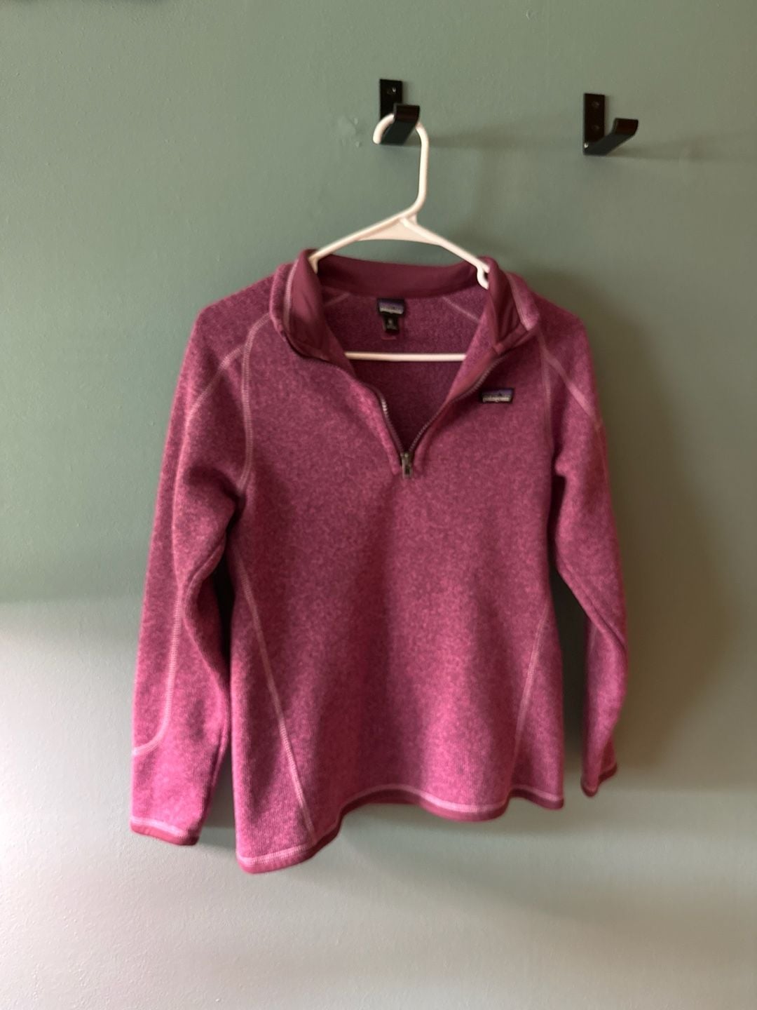 Patagonia Girls Purple Sweater 1/4 Zip Fleece Pullover Size XL 14 2