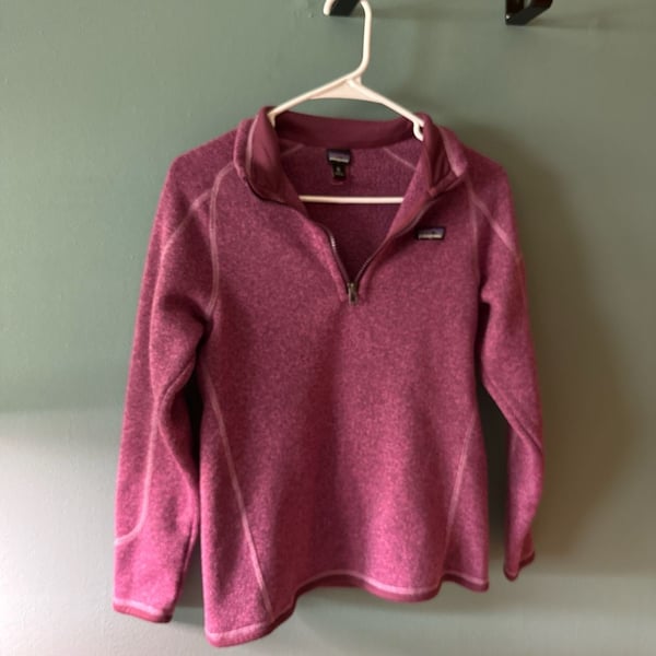 Patagonia Girls Purple Sweater 1/4 Zip Fleece Pullover Size XL 14