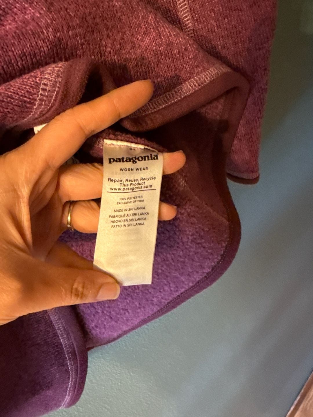 Patagonia Girls Purple Sweater 1/4 Zip Fleece Pullover Size XL 14 8