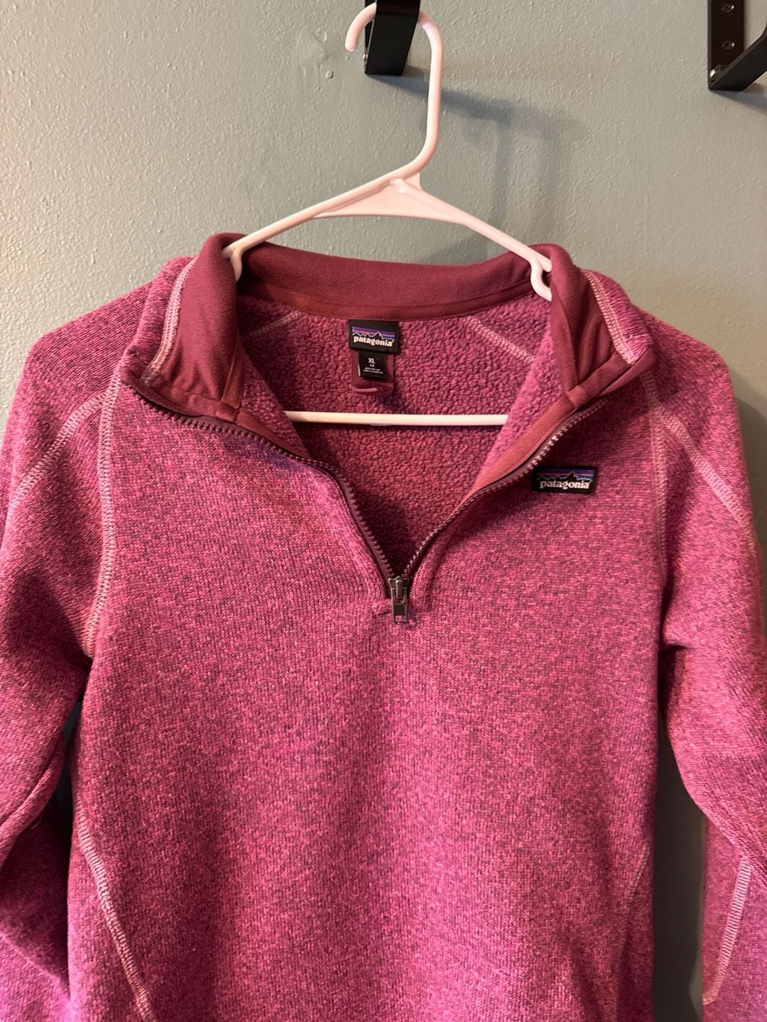 Patagonia Girls Purple Sweater 1/4 Zip Fleece Pullover Size XL 14 9