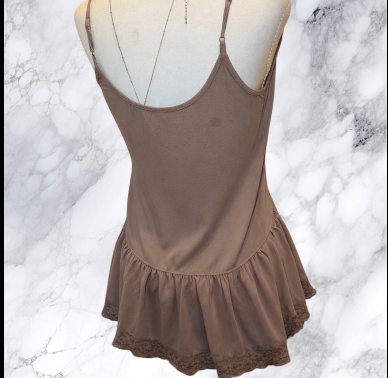 BP. Nordstrom Mauve Lace Trim Peplum Camisole Tank Top Size S 4