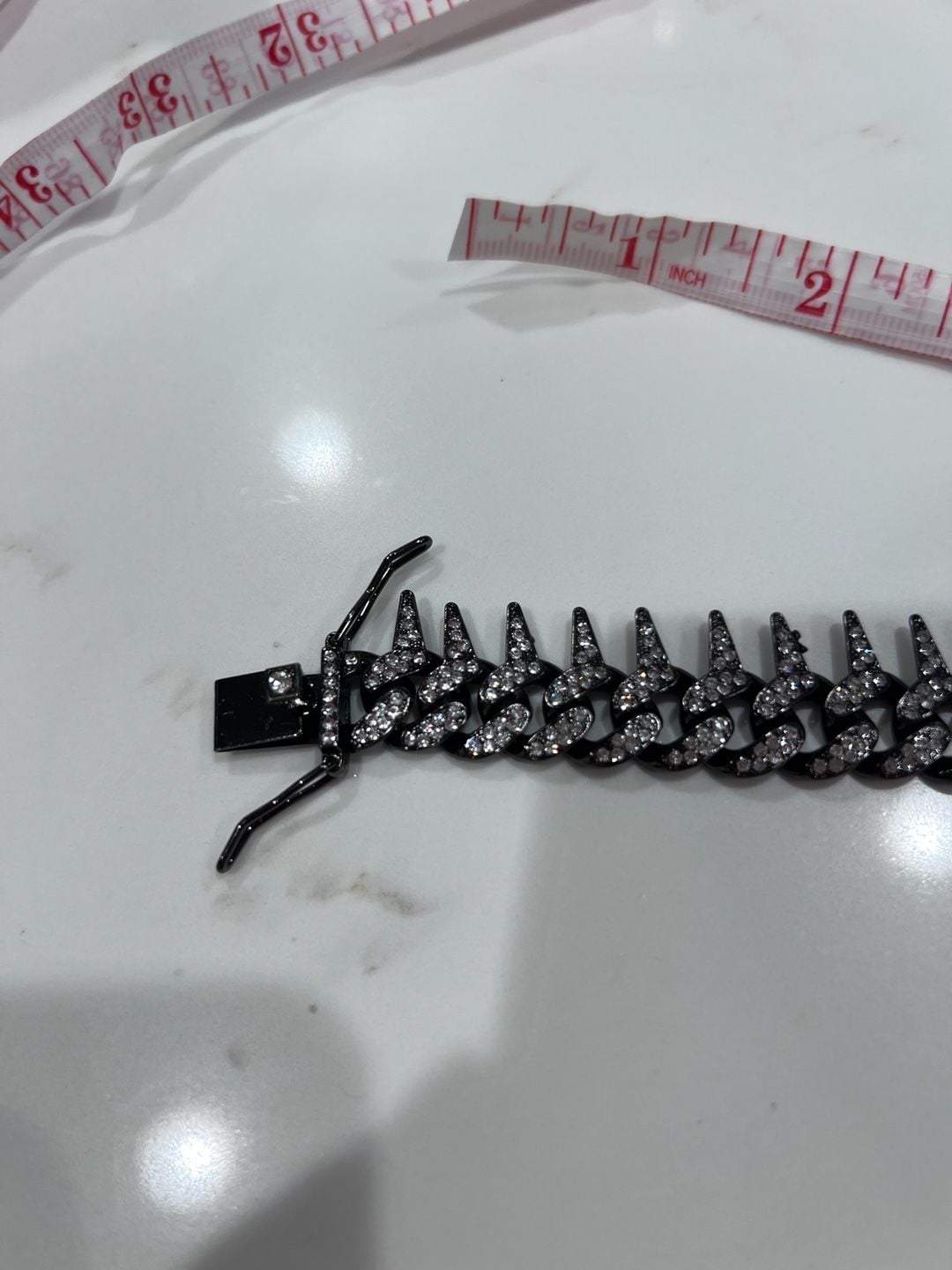 Black rhinestones Iced Out Spiked Thorn Cuban Link Bracelet 8" vintage style men women 8