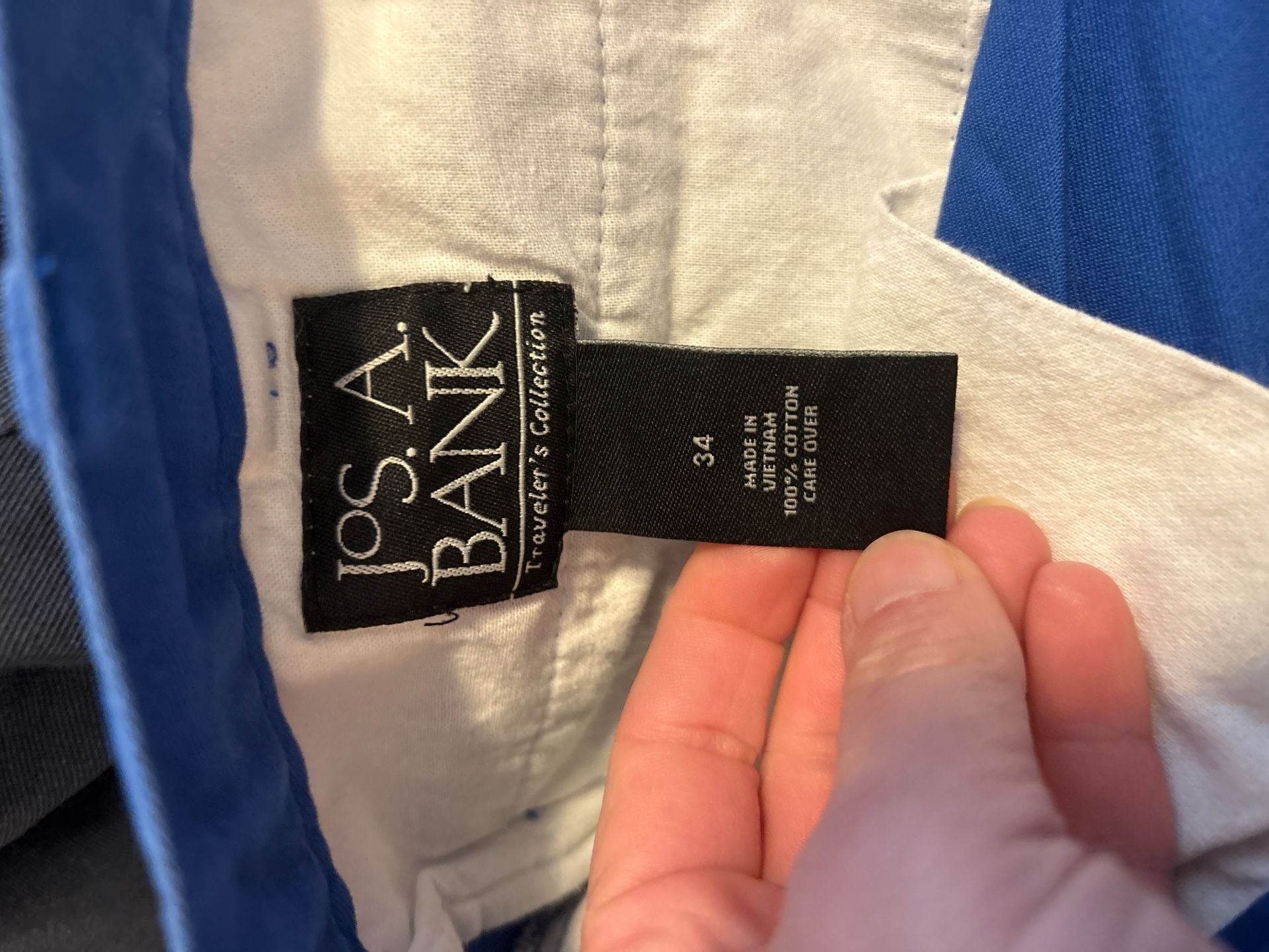 F: Jos. A. Bank Traveler's Collection Blue Pleated Cotton Shorts 4