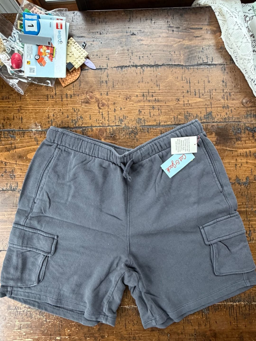 Cat & Jack Boys' Pull-On Cargo Sweat Shorts, Charcoal, Size XXL (16/18) Husky 2