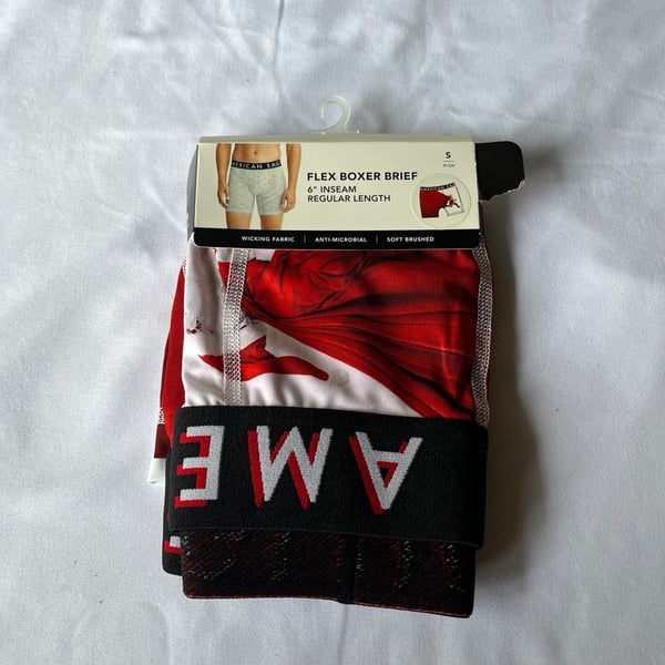 American Eagle Flex Boxer Brief 6" Inseam Size S Red Graphic Print