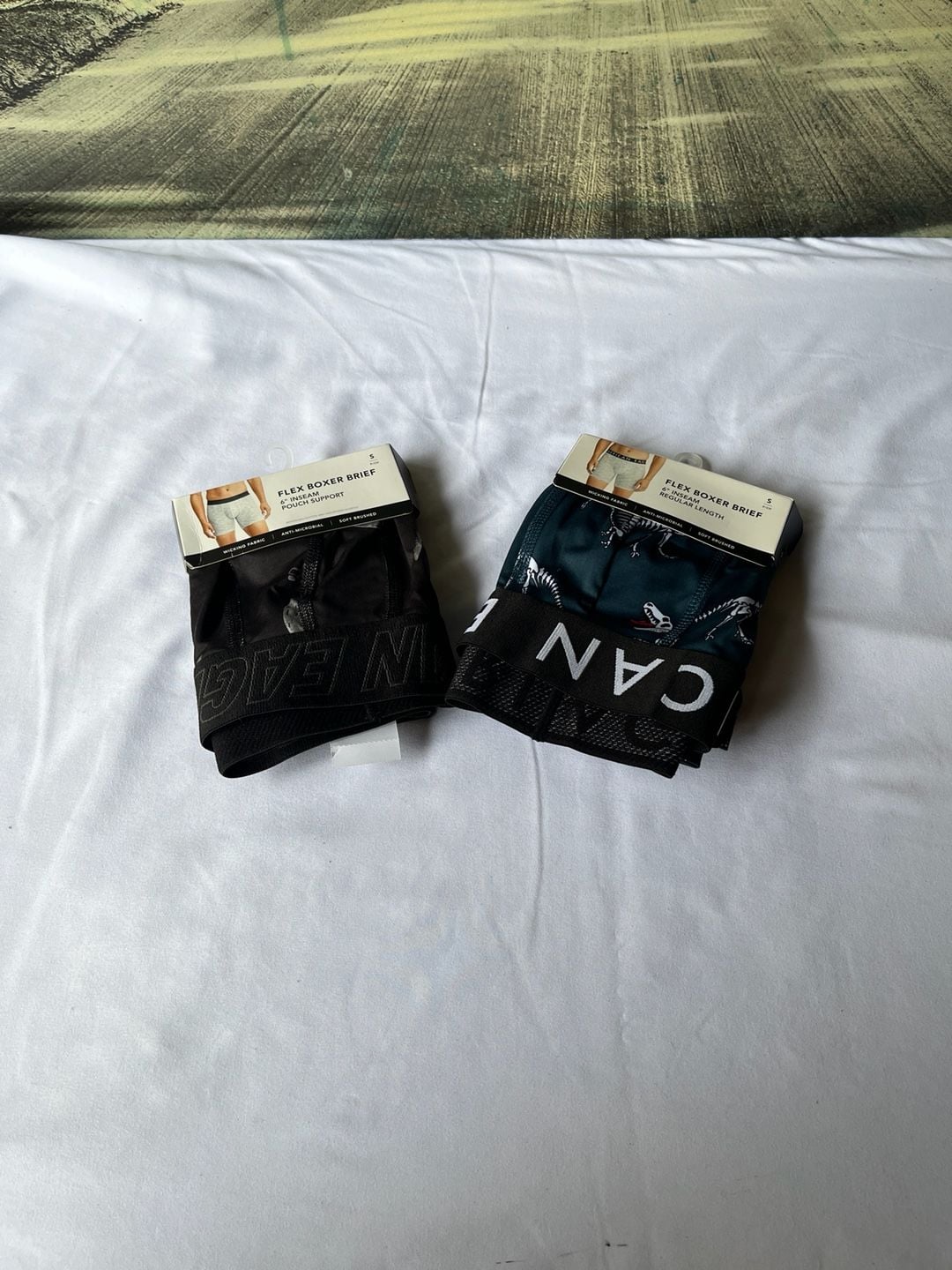 American Eagle Flex Boxer Brief 6" Inseam Size S Dinosaur & Moon Print 2-Pack 1
