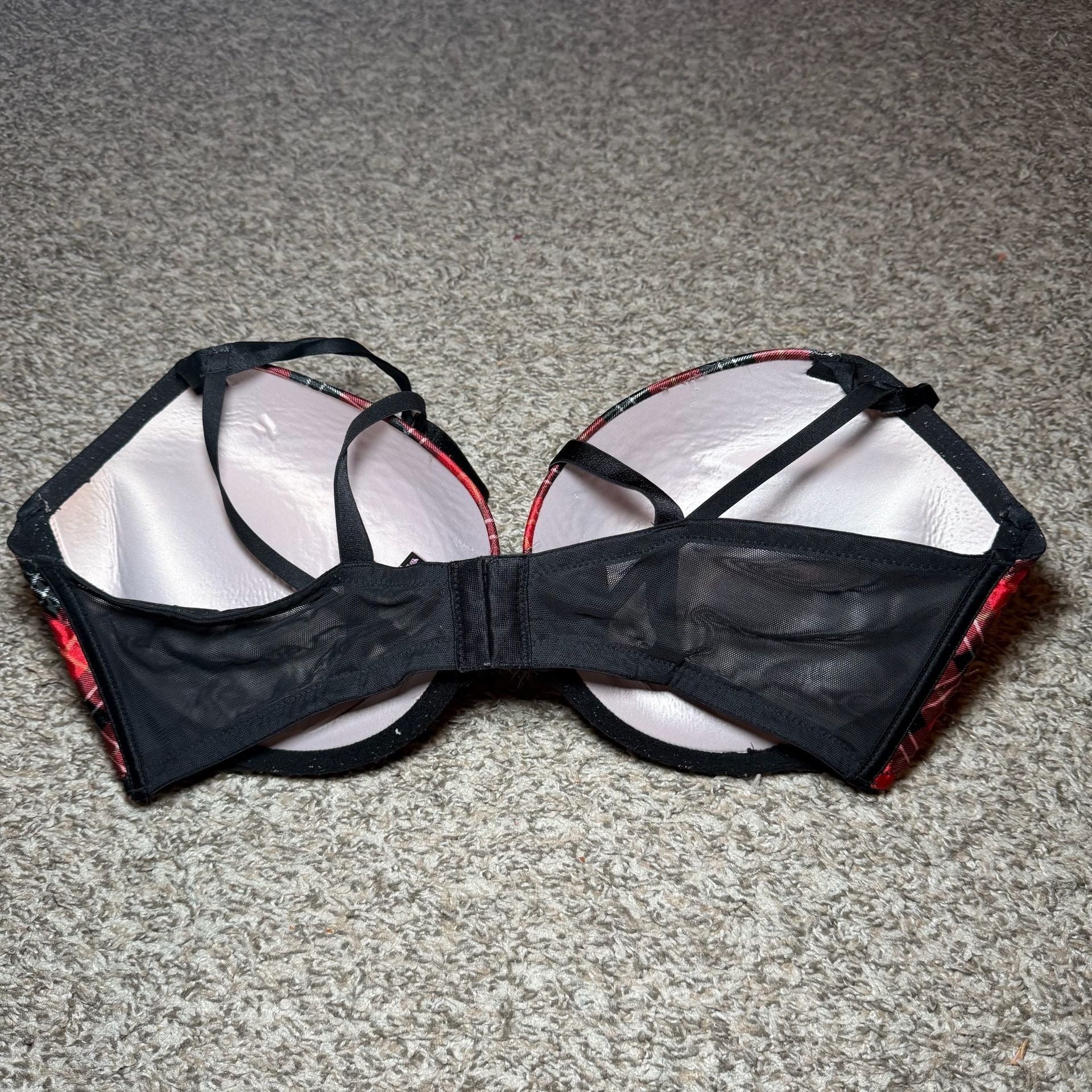 Victoria’s Secret Very Sexy Push Up Bra Red Plaid Tartan 36DD Y2K 4