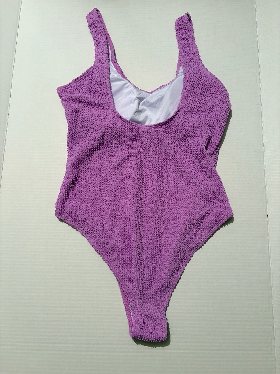 Purple Crinkle Smocked Scoop Neck One Piece Swimsuit Size L 3