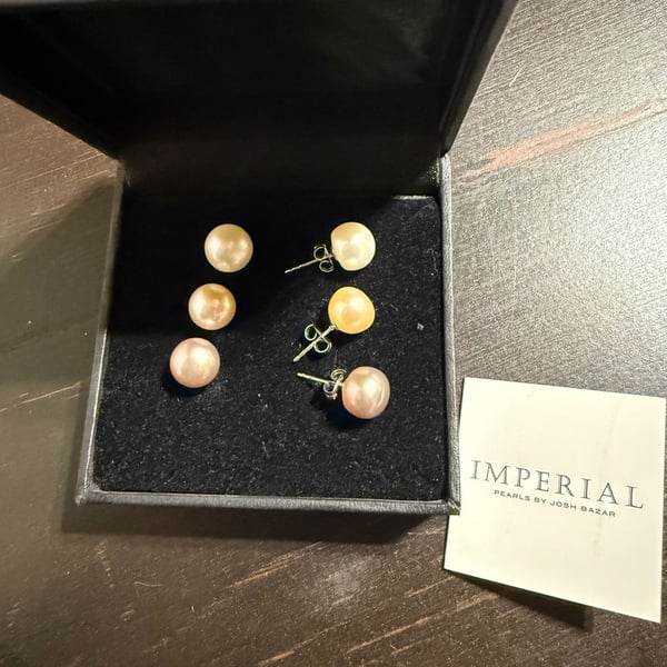 Imperial Pearls by Josh Bazar 3-Pair Multi-Color Freshwater Pearl Stud Earring Set