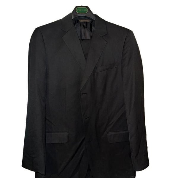 Merona Men's Black 2-Piece Suit, 42L Jacket, 36x30 Pants