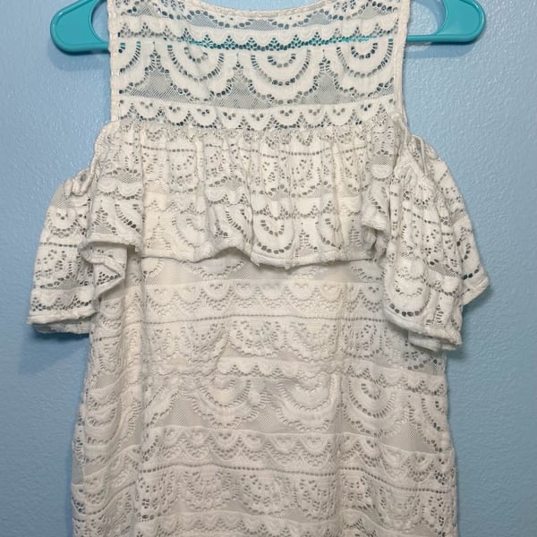 Lilly Pulitzer Lyra White Lace Cold Shoulder Ruffle Top Size S