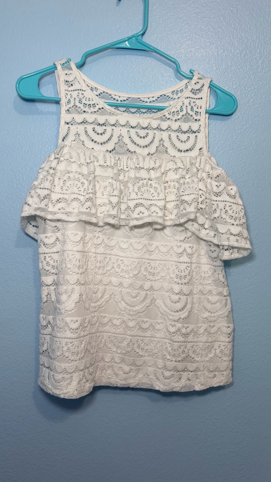 Lilly Pulitzer Lyra White Lace Cold Shoulder Ruffle Top Size S 3