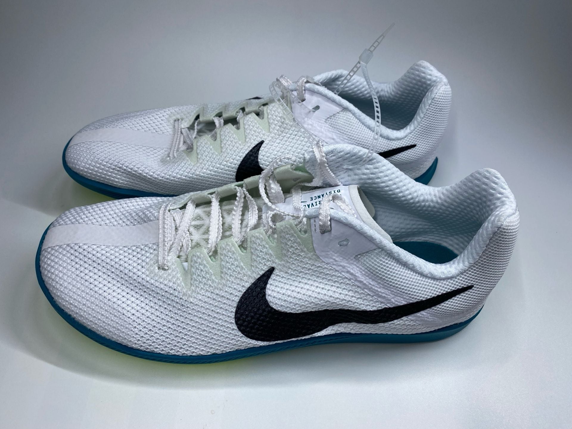 Nike Zoom Rival Distance Track Spikes White Black Blue Size 9.5 2