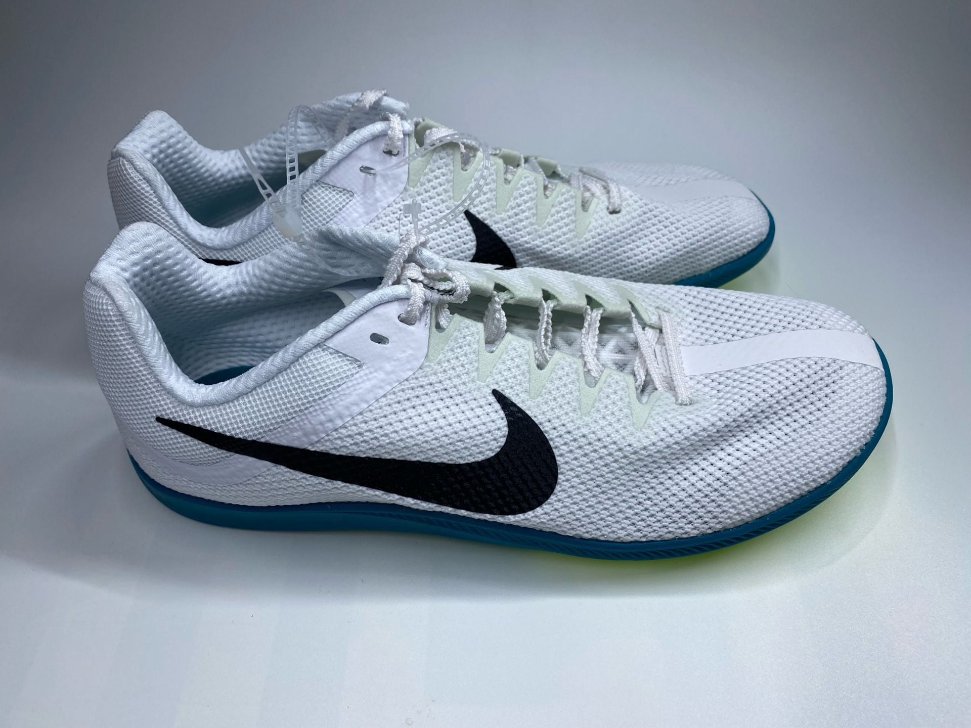 Nike Zoom Rival Distance Track Spikes White Black Blue Size 9.5 3