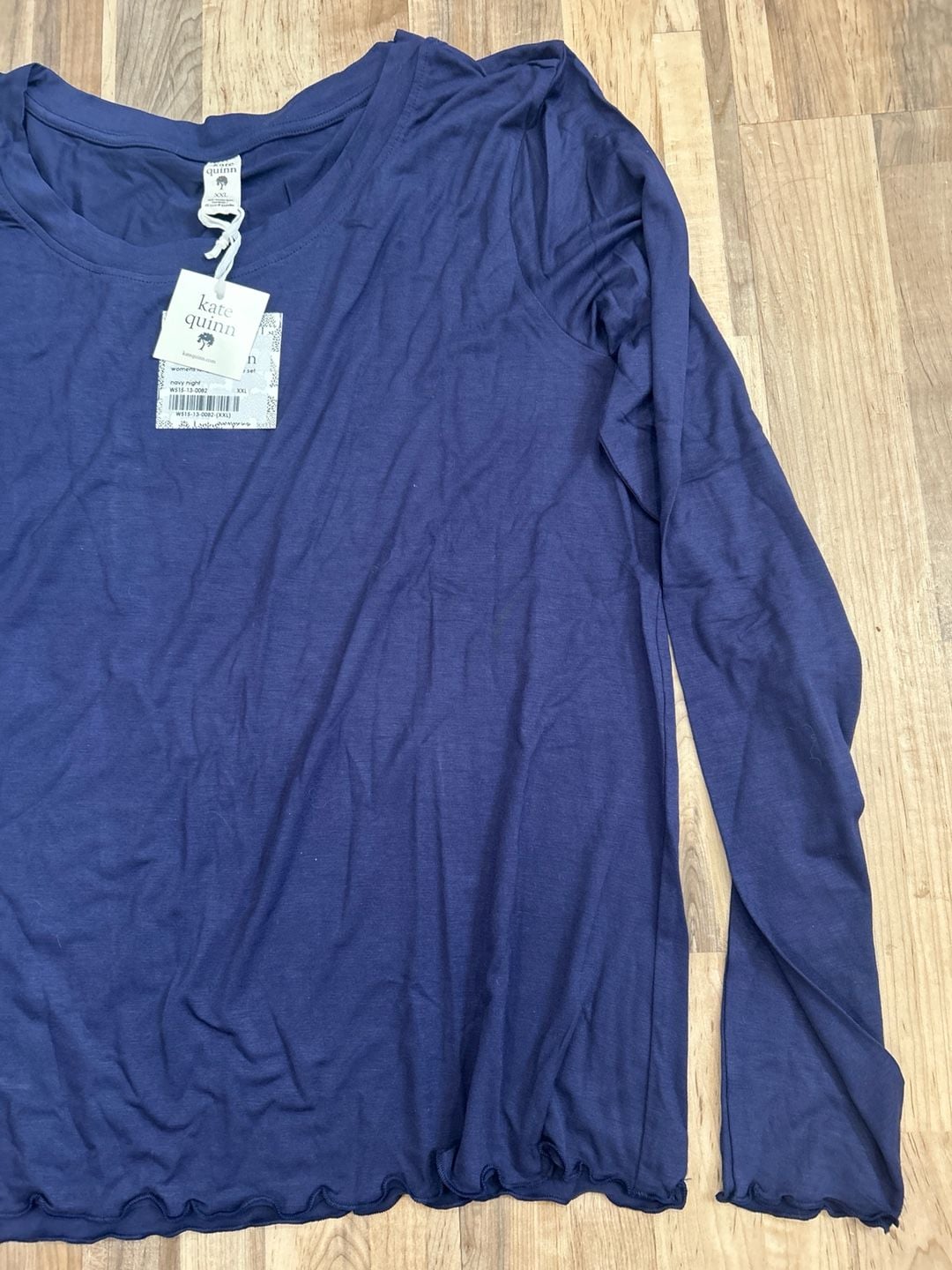 Kate Quinn Women's Navy Night Bamboo Long Sleeve Top & Wide Leg Pant Set XXL 4
