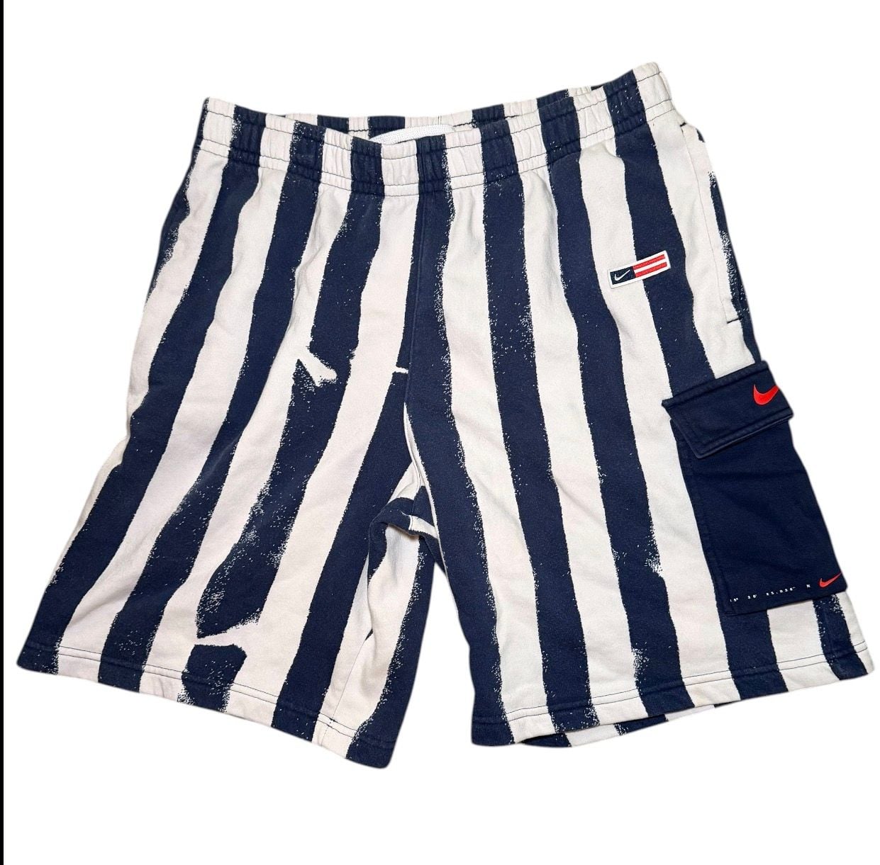Nike Sportswear Club USA Striped Fleece Shorts Mens Large Y2K 3