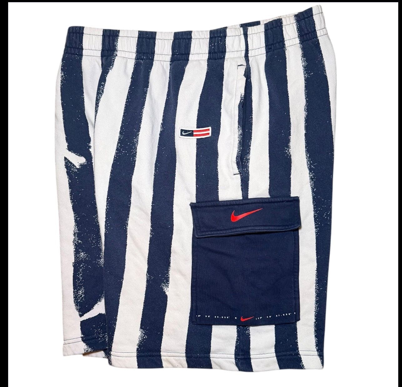 Nike Sportswear Club USA Striped Fleece Shorts Mens Large Y2K 4