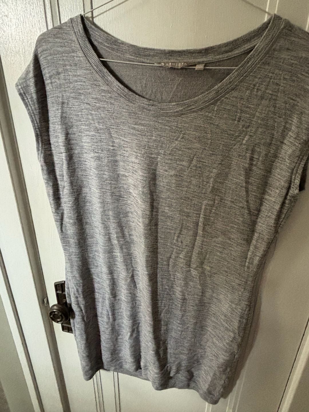 Athleta Essence Cap Sleeve Tee Heathered Grey Size L 2